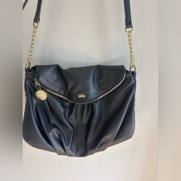 JUICY COUTURE BLACK FAUX LEATHER PURSE HAND/SHOULDER CROSSBODY BAG W/GOLD TRIM - Picture 14 of 16